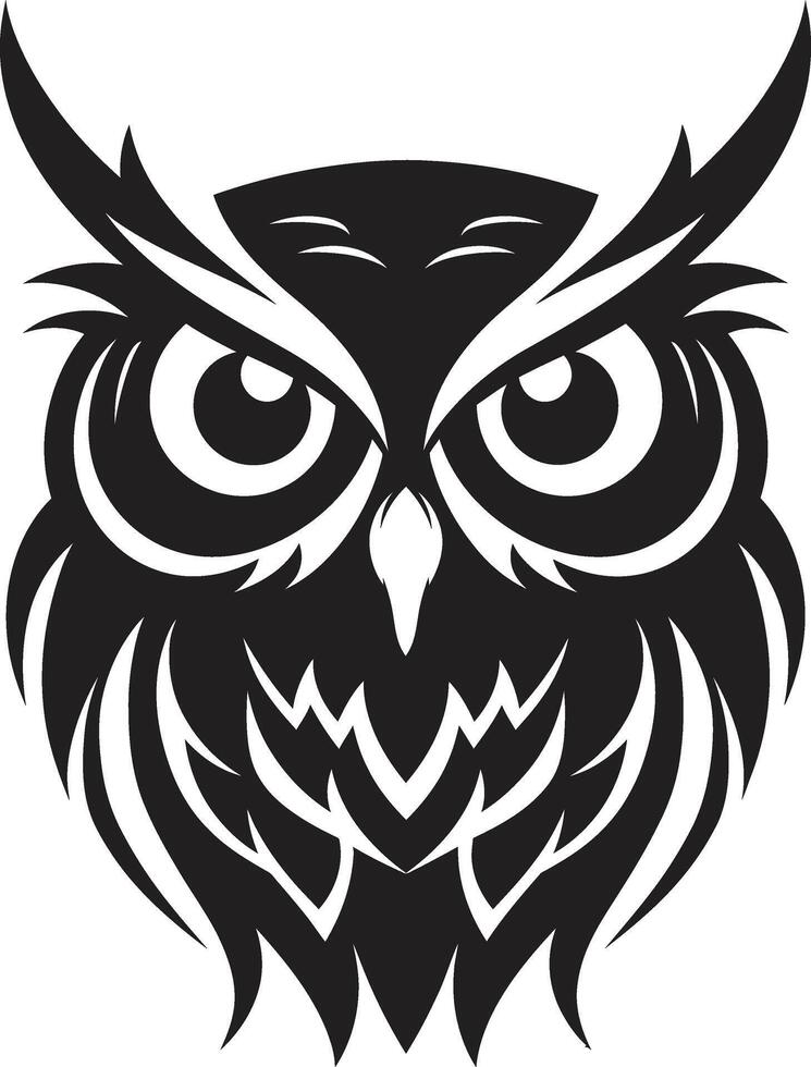 mystisk nocturne invecklad logotyp med Uggla design natt syn chic svart emblem med en Rör av mysterium vektor