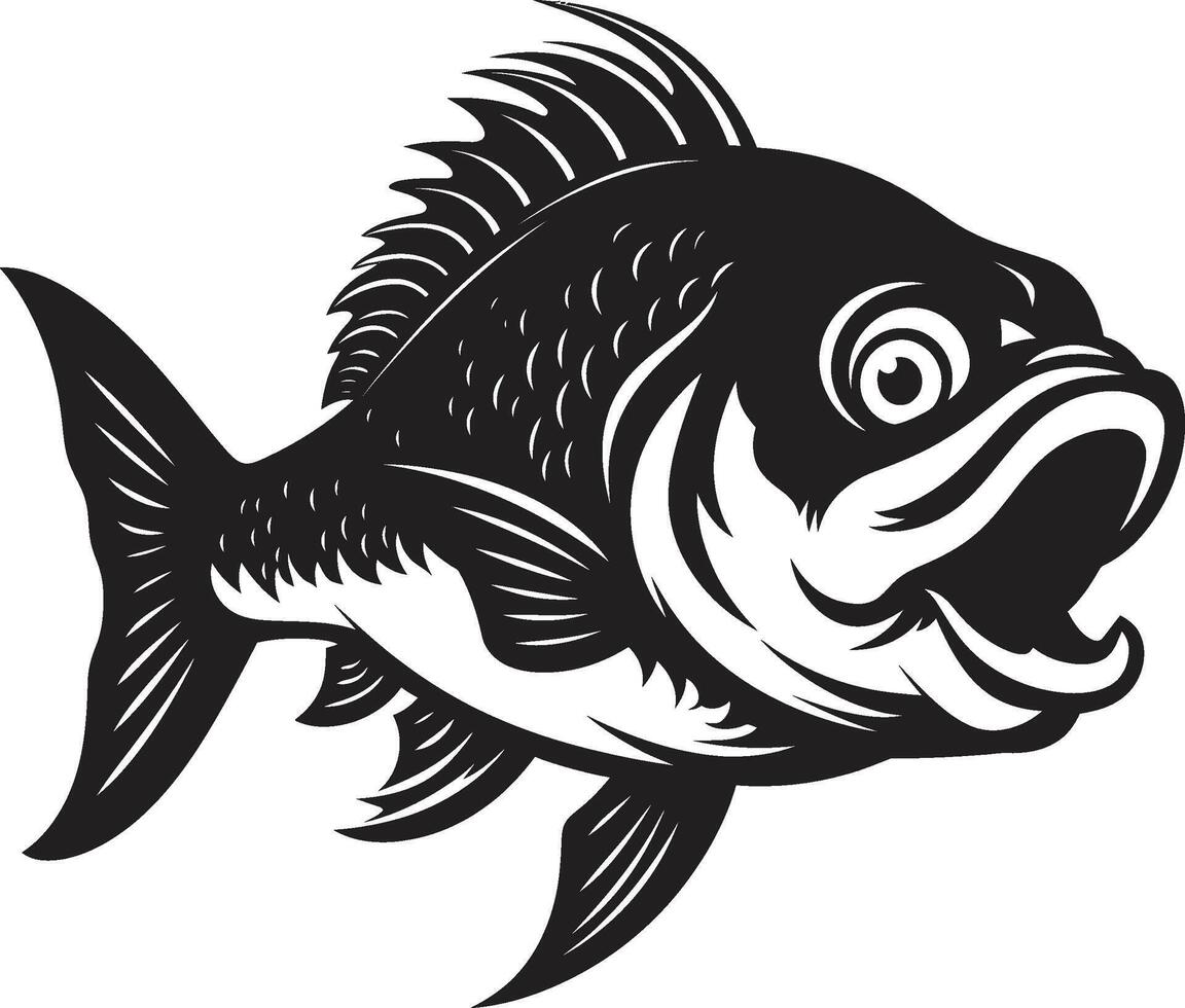 unter Wasser Bedrohung Emblem glatt schwarz Logo zum ein fesselnd Bild Rasierer Zähne entfesselt zeitgenössisch Logo mit stilvoll Piranha vektor