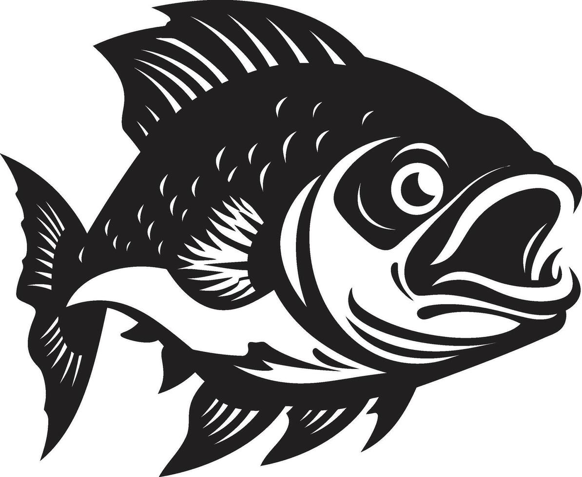 mörk vatten raseri emblem elegant silhuett i noir svart våldsam piranha invecklad svart logotyp design för en djärv varumärke vektor