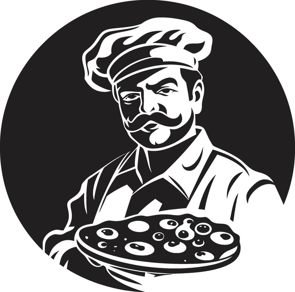 hantverkare skiva samtida illustration för en gott varumärke välsmakande skiva släpptes loss mörk ikon med noir pizzeria Rör vektor