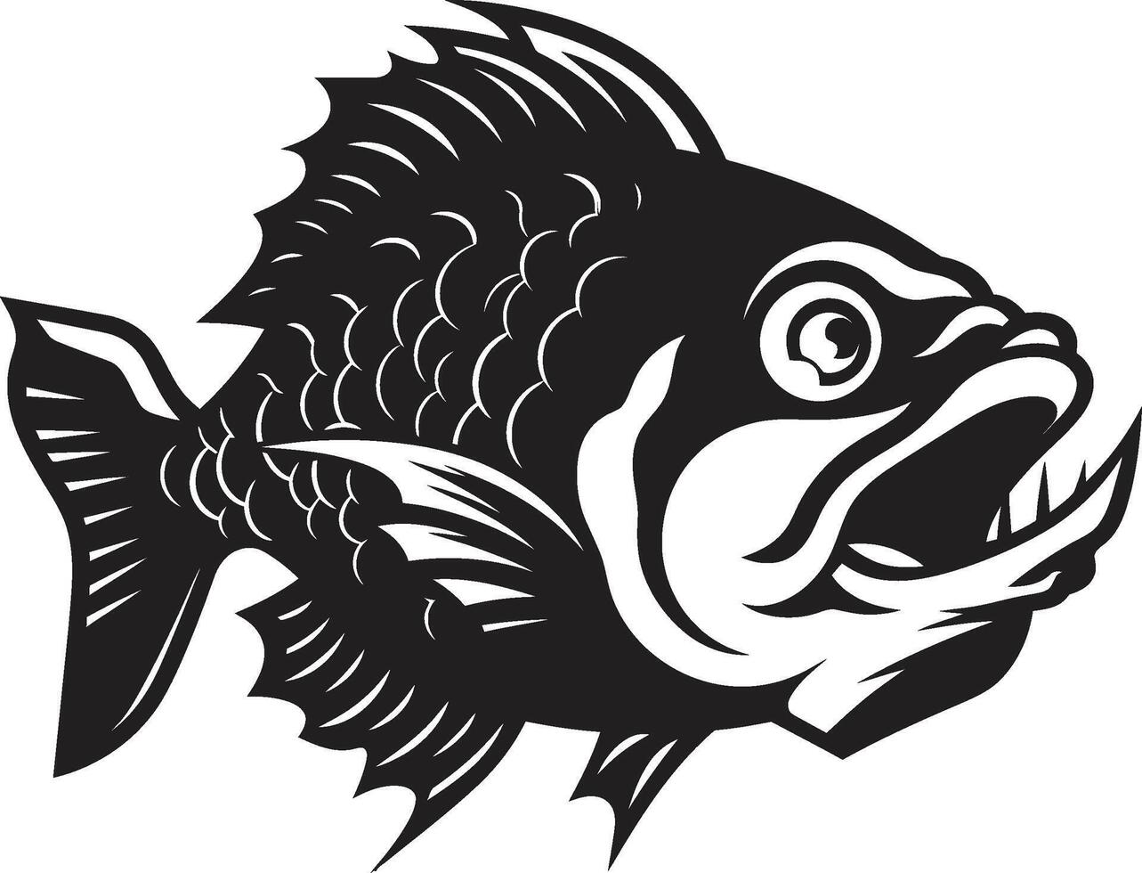 rakapparat tänder släpptes loss samtida logotyp med eleganta piranha predatory tvinga invecklad svart ikon illustration för modern branding vektor