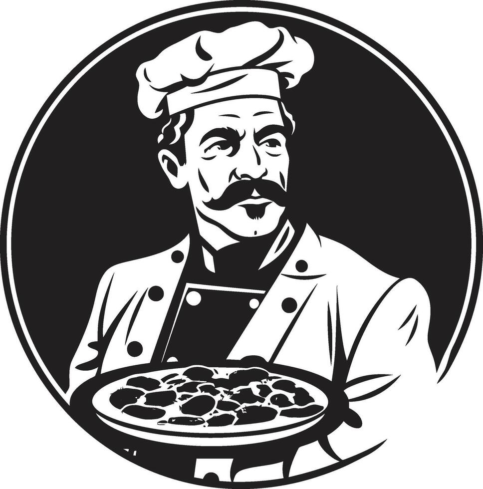 Peperoni Leidenschaft elegant Illustration zum auffällig branding Bohnenkraut Scheibe Maestro schick schwarz Symbol mit kompliziert kulinarisch Design vektor