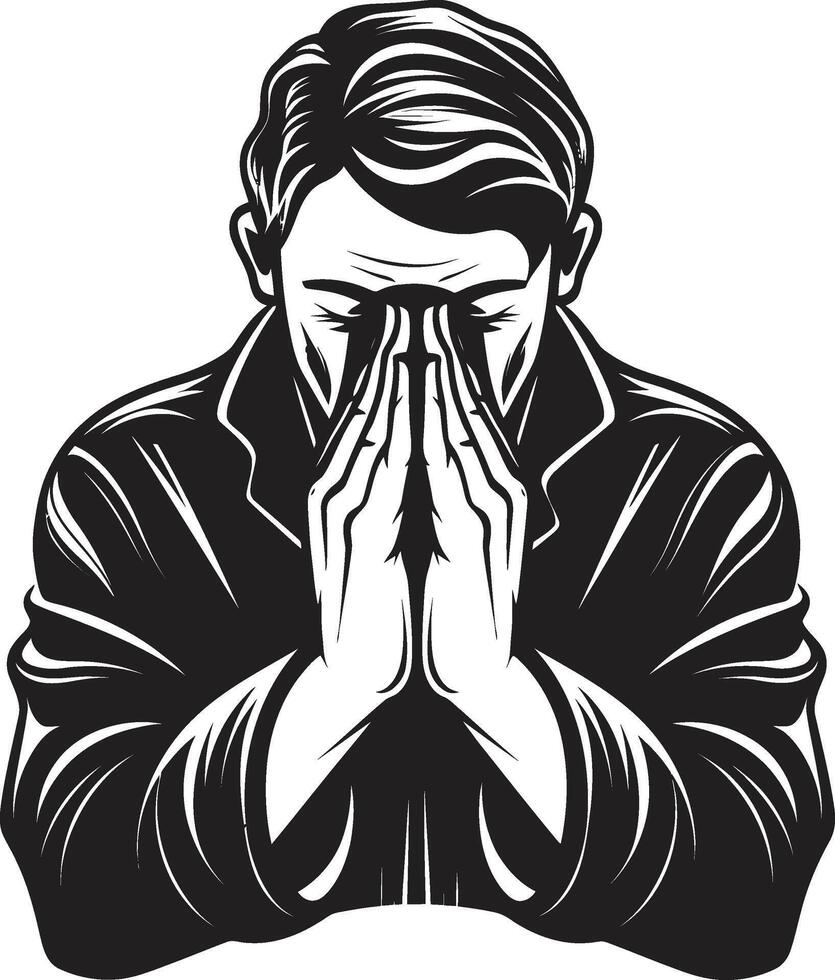 göttlich Gesten beten Mann Hände im schwarz ikonisch Frömmigkeit Logo Design von beten Hände vektor