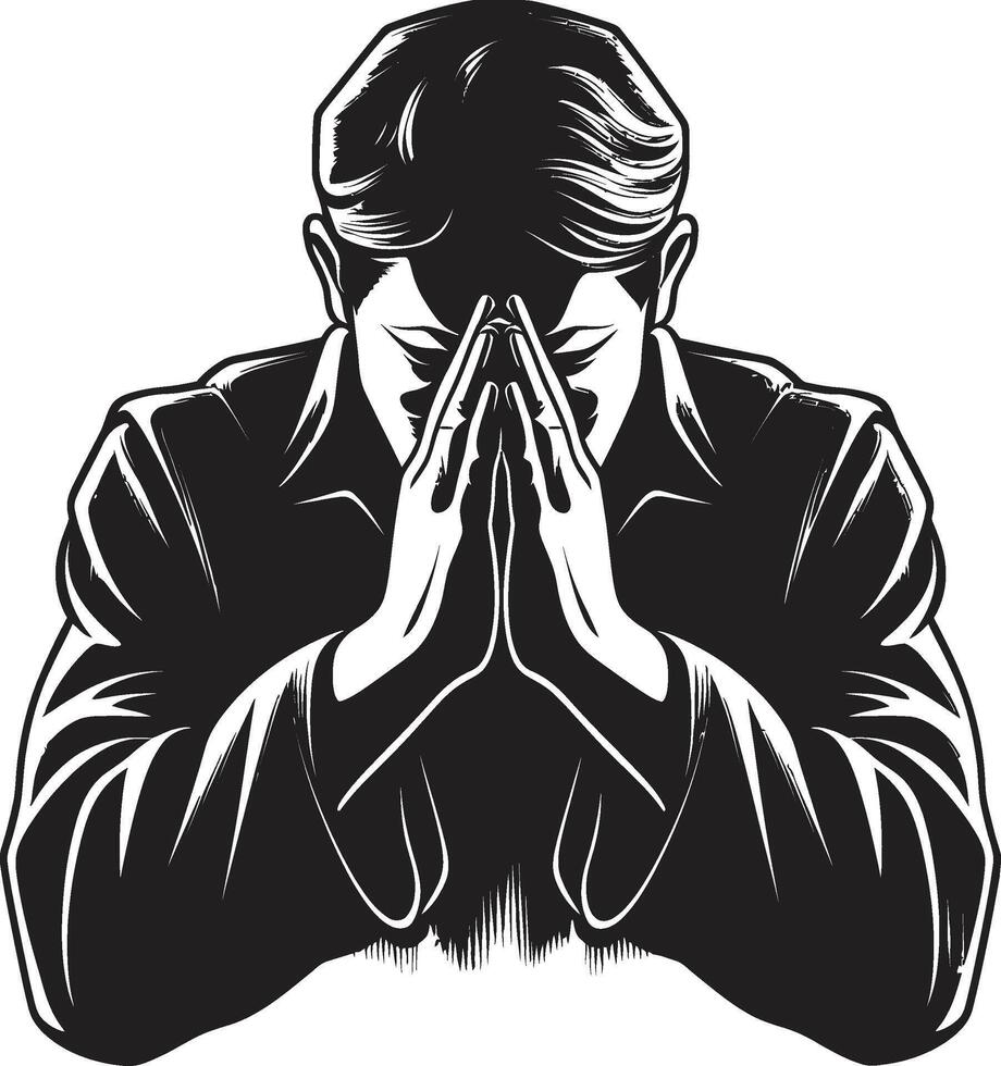 Hingabe definiert beten Mann Hände Symbol im schwarz anmutig Glyphen Logo von beten Hände im schwarz vektor