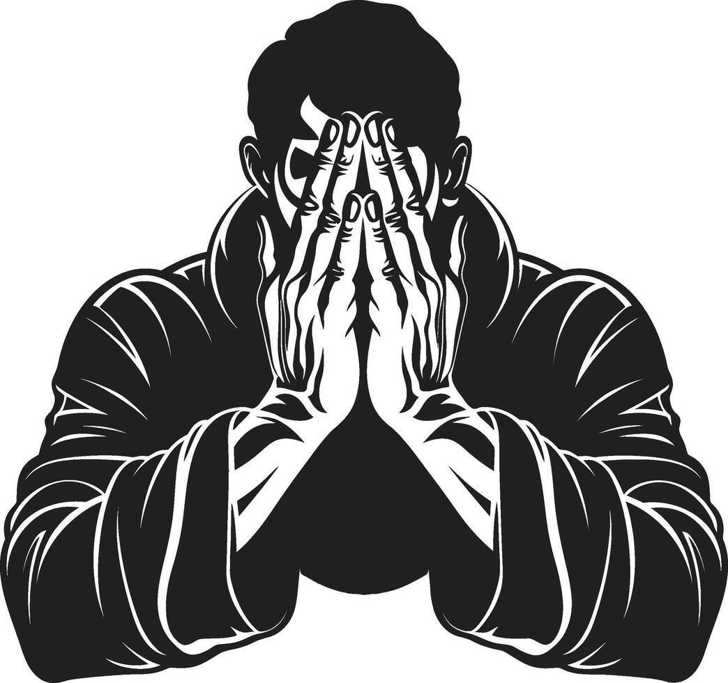 geheiligt Symbole Design von beten Mann Hände heilig Gelassenheit schwarz ikonisch beten Hände Logo vektor