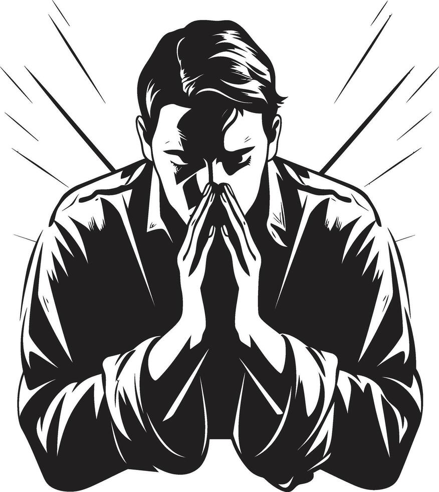 göttlich Maße beten Mann Hände im schwarz paradiesisch Farbtöne ikonisch schwarz Logo von beten Hände vektor