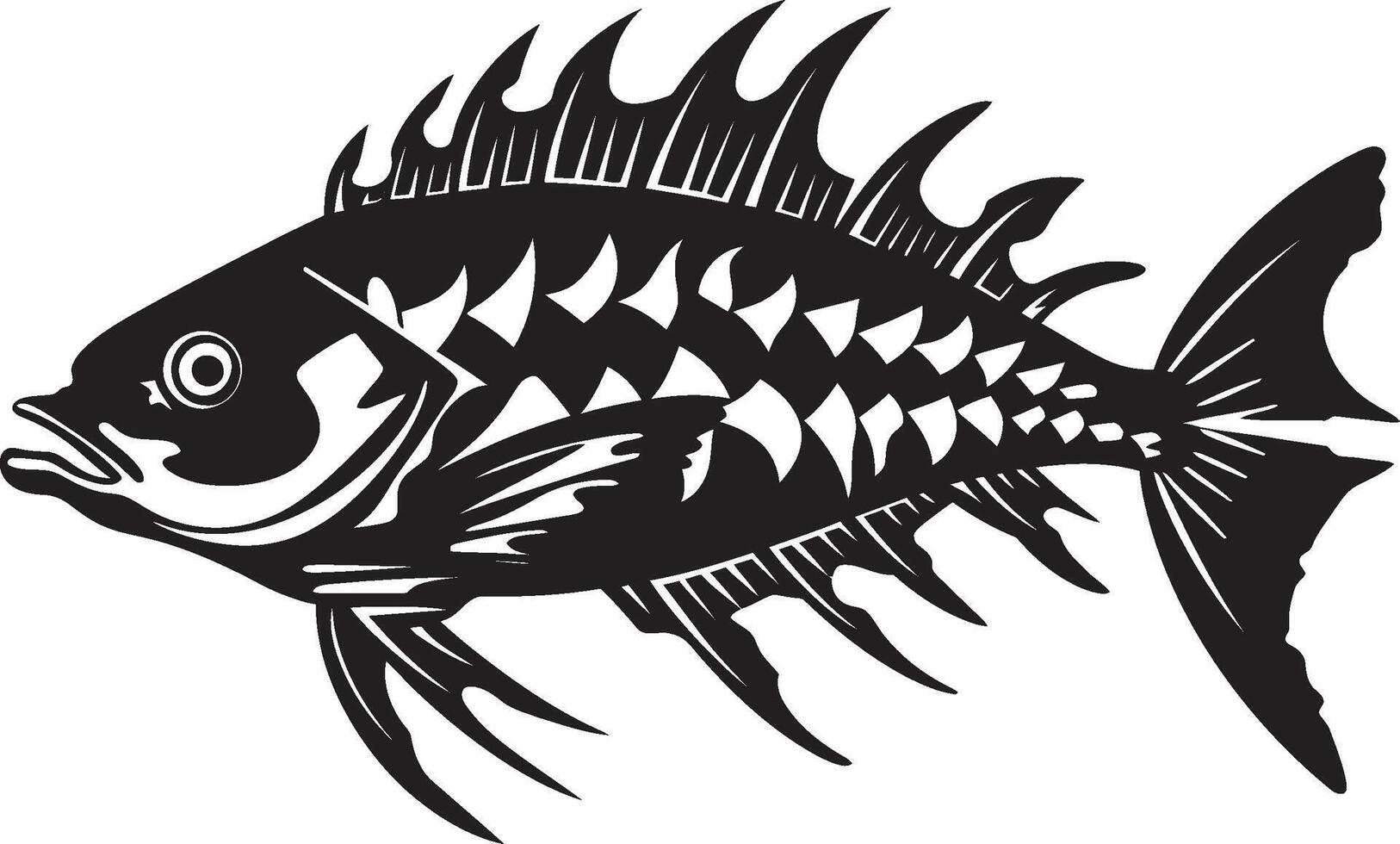 grimmig Kiemen Glyphe elegant schwarz Symbol Design zum Raubtier Fisch Skelett wild Skelett- Symbol schwarz Logo zum Raubtier Fisch Skelett vektor