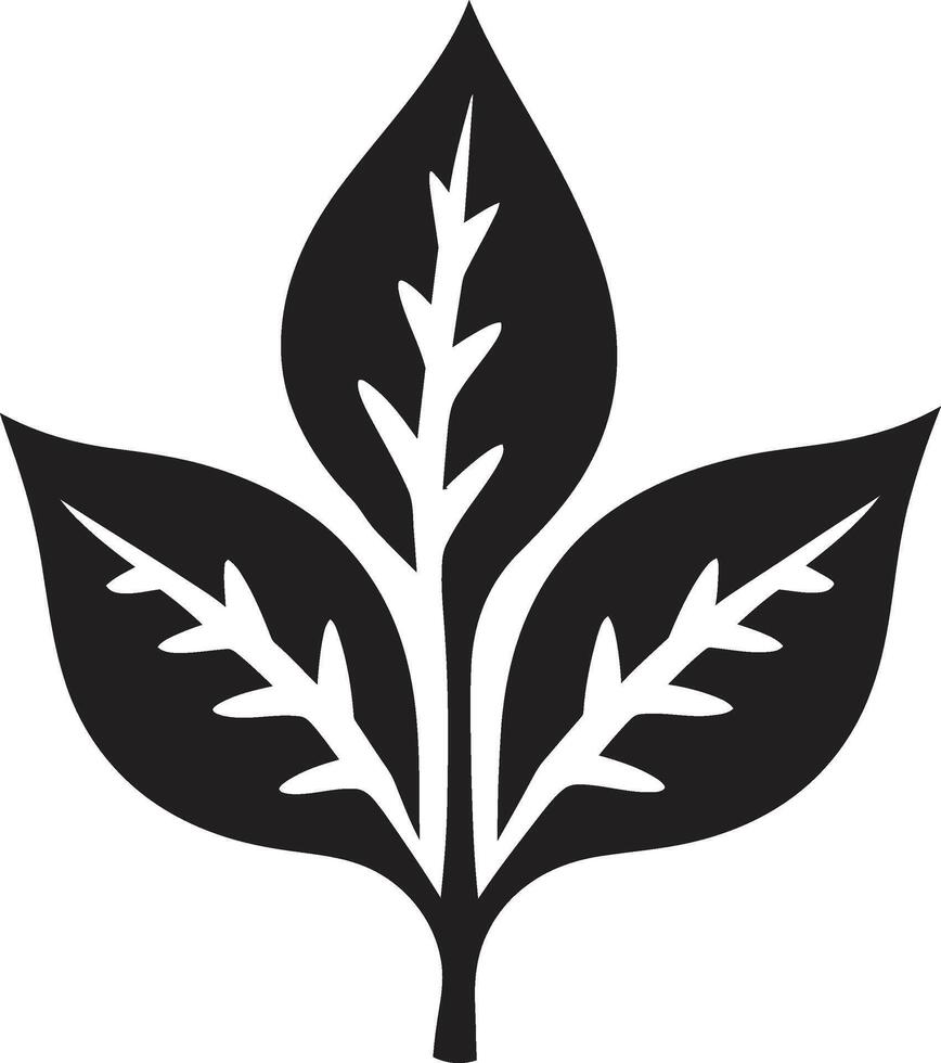 üppig Überdachung silhouettiert Blatt im Flora Verschmelzung botanisch Emblem mit Blatt Silhouette vektor