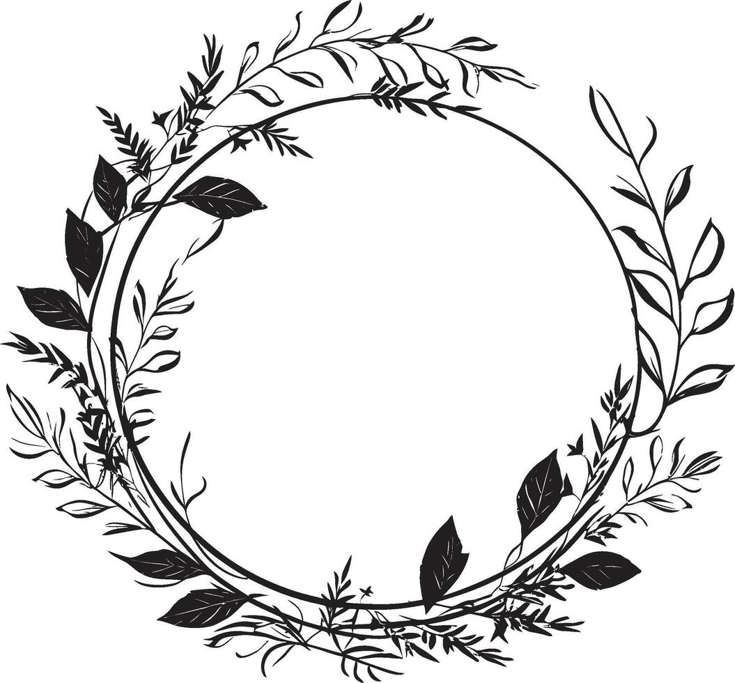 botanisch Verlobung Gekritzel Kranz Emblem Laub Ehe zum Hochzeit Kranz vektor