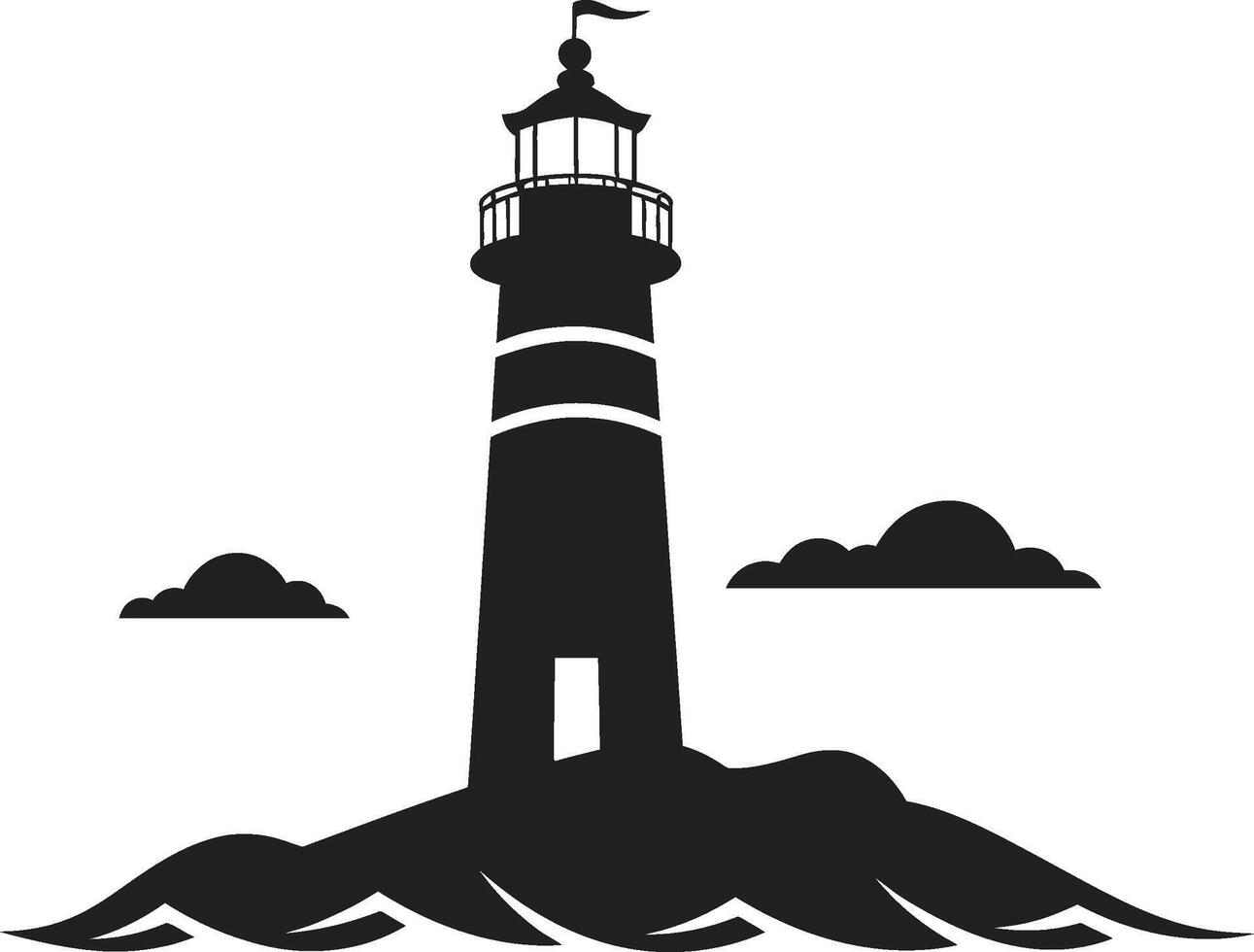 Küsten Beleuchtungsstärke zum Leuchtturm nautisch Leuchtfeuer Eleganz Leuchtturm Emblem vektor