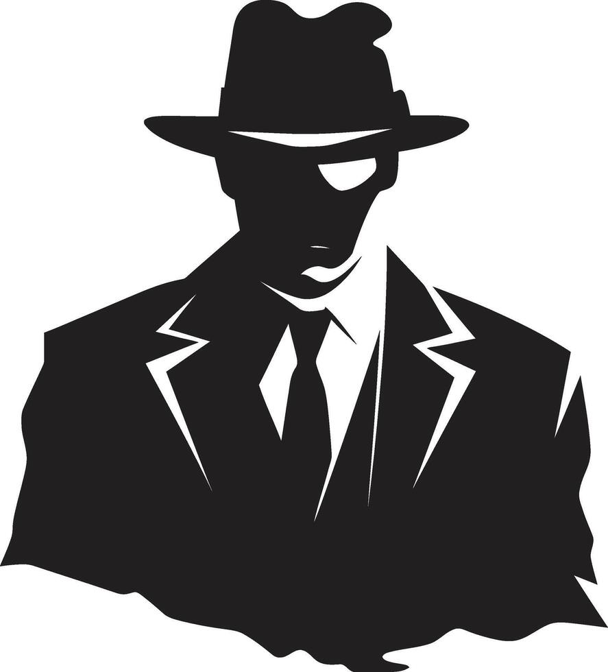flott capo insignier maffia brottslighet chef klädsel kostym och hatt emblem vektor
