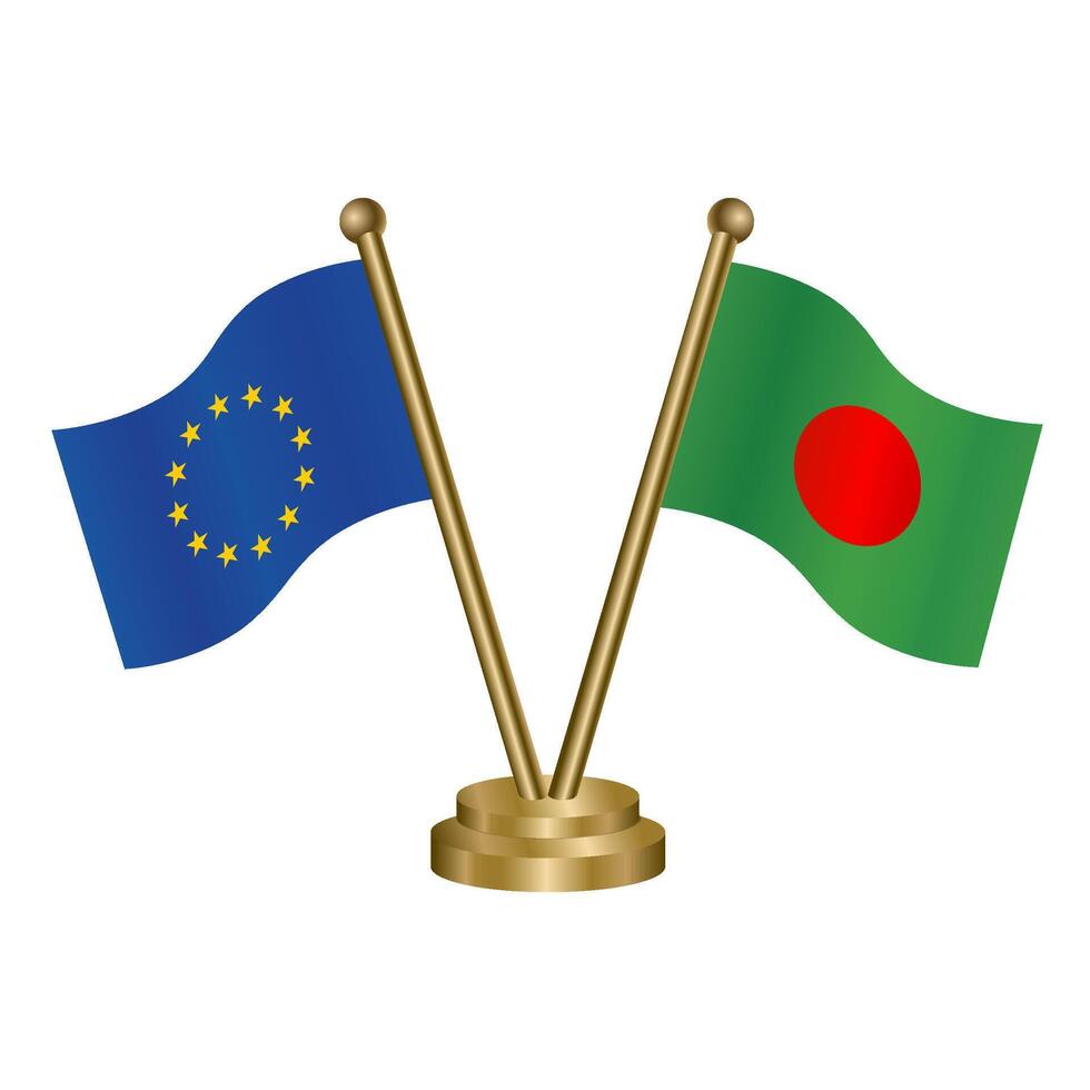 europeisk union och bangladesh tabell flaggor. vektor illustration