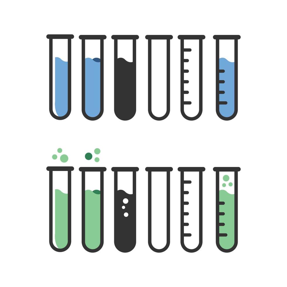 Satz von Reagenzglas-Symbol Abbildung. anderes Laborschilddesign vektor