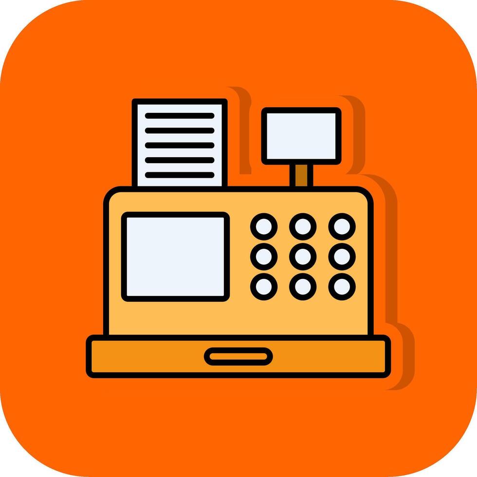 kontanter Registrera fylld orange bakgrund ikon vektor