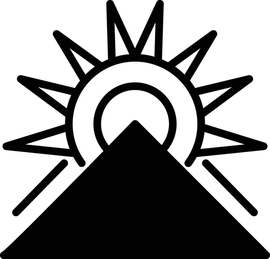 ein schwarz und Weiß Zeichnung von ein Sonne mit ein Dreieck auf oben von es vektor