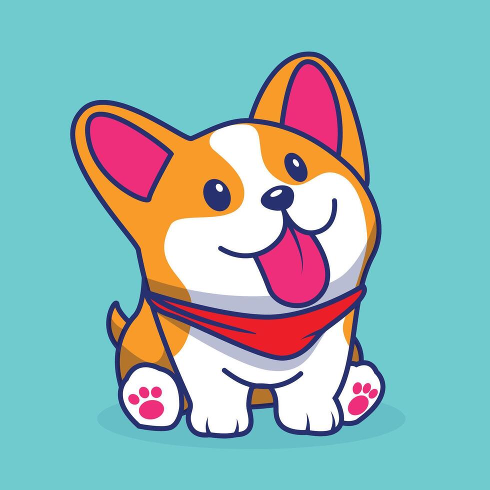 süß Corgi Sitzung Karikatur Symbol Illustration Tier Symbol Konzept isoliert vektor