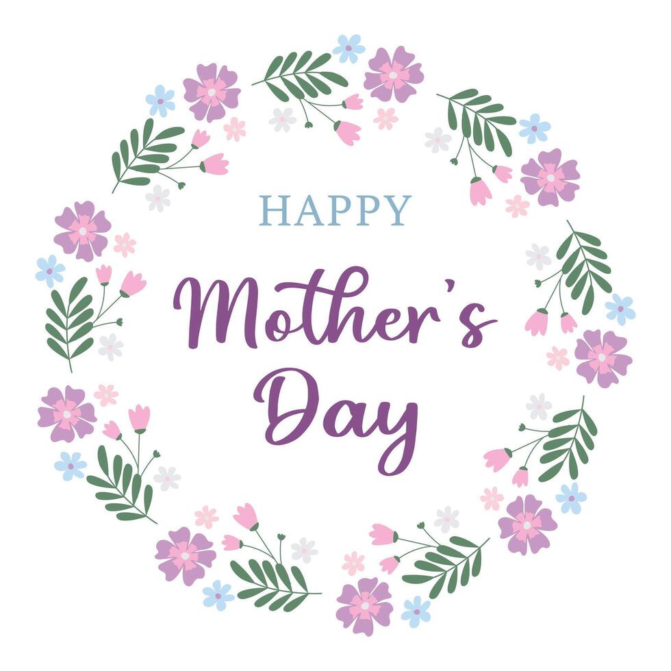 Inschrift glücklich Mutter Tag. Mutter Tag Karte mit Blumen. vektor
