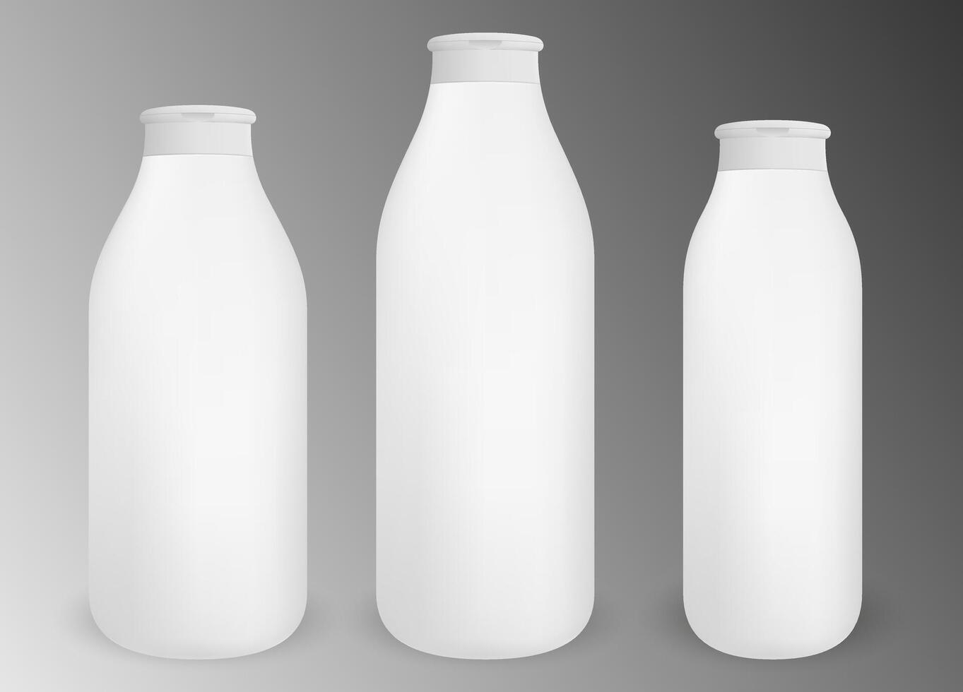 annorlunda storlek tom vit runda flaskor för kosmetisk Produkter schampo, dusch gel, tvål, scrab. kosmetika förpackning attrapp vektor