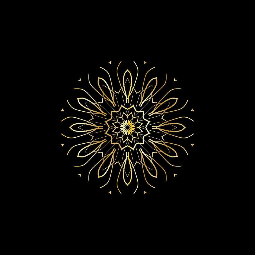 Mandala. Gold dekorativ Element. Bild zum Färbung. abstrakt kreisförmig Ornament mit stilisiert Blätter vektor