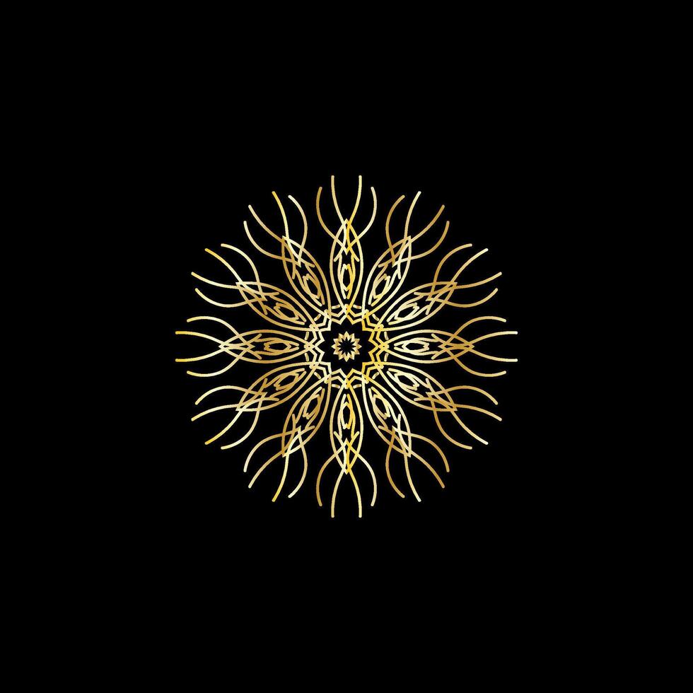 Mandala. Gold dekorativ Element. Bild zum Färbung. abstrakt kreisförmig Ornament mit stilisiert Blätter vektor