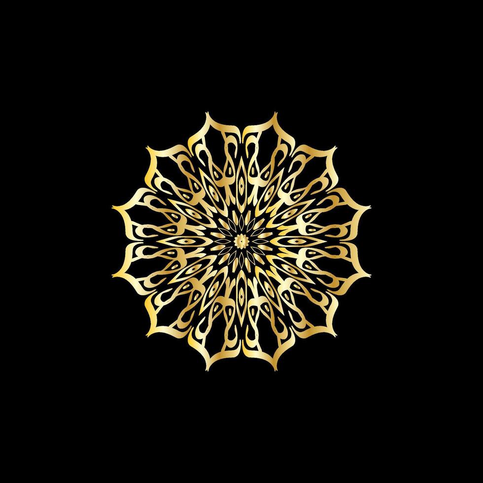 Mandala. Gold dekorativ Element. Bild zum Färbung. abstrakt kreisförmig Ornament mit stilisiert Blätter vektor