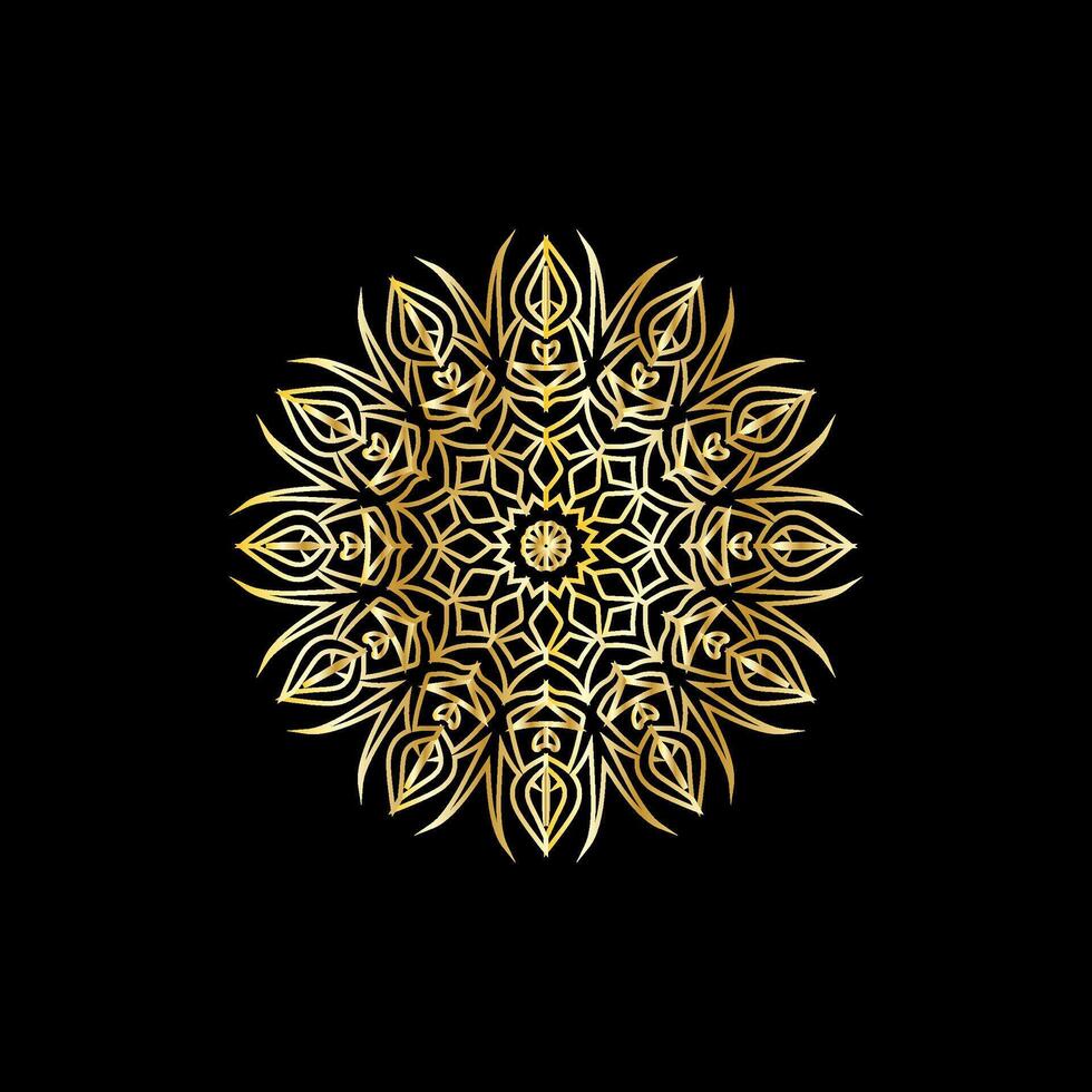 Mandala. Gold dekorativ Element. Bild zum Färbung. abstrakt kreisförmig Ornament mit stilisiert Blätter vektor