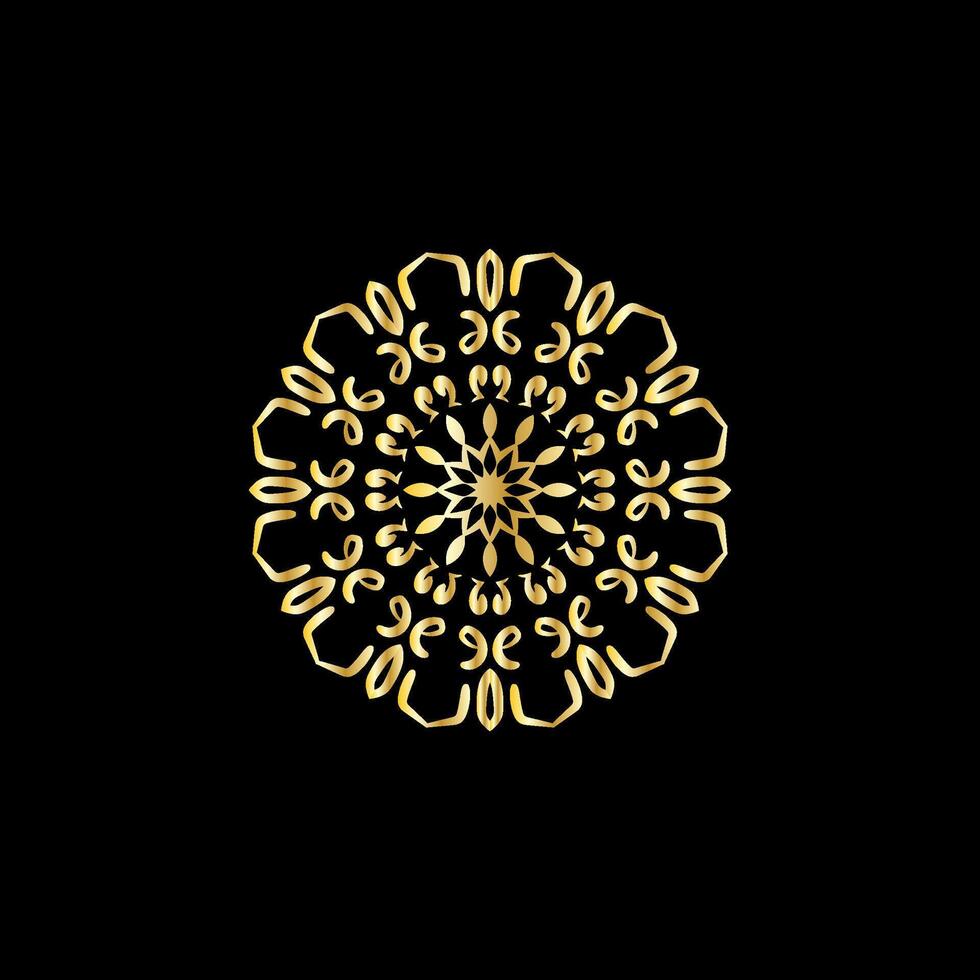 Mandala. Gold dekorativ Element. Bild zum Färbung. abstrakt kreisförmig Ornament mit stilisiert Blätter vektor