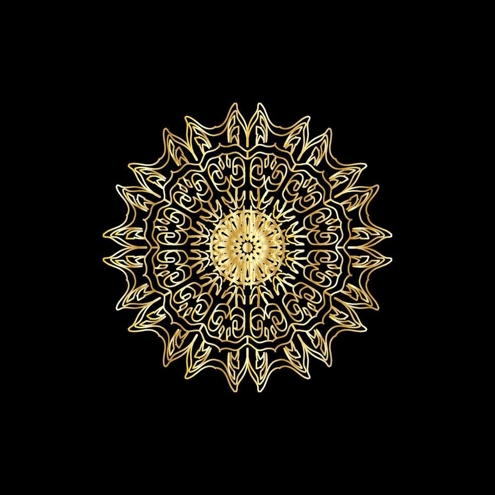 Mandala. Gold dekorativ Element. Bild zum Färbung. abstrakt kreisförmig Ornament mit stilisiert Blätter vektor