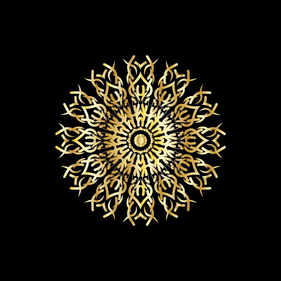 mandala. guld dekorativ element. bild för färg. abstrakt cirkulär prydnad med stiliserade löv vektor