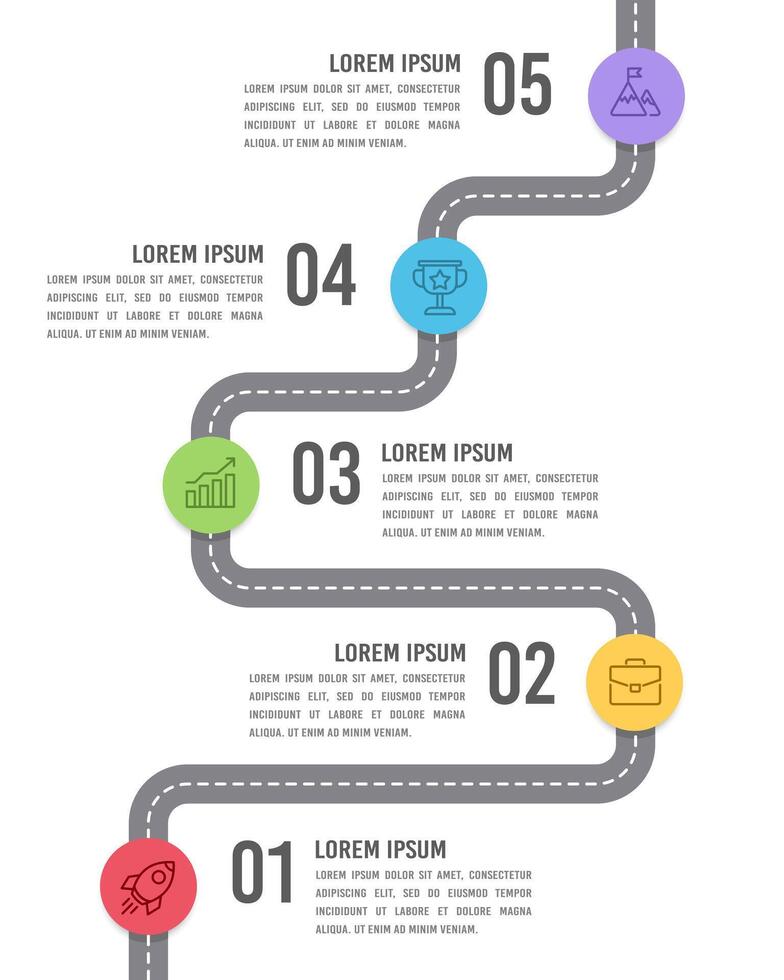 vertikal infographic av de väg till Framgång design mall. färdplan, milstolpe, tidslinje och presentation. vektor