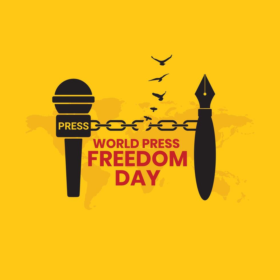 Welt Drücken Sie Freiheit Tag oder Welt Drücken Sie Freiheit Tag oder Welt Drücken Sie Tag zu erziehen Bewusstsein von das Bedeutung von Freiheit von das Drücken Sie. Ende Straflosigkeit zum Verbrechen gegen Journalismus, unabhängig von Medien vektor