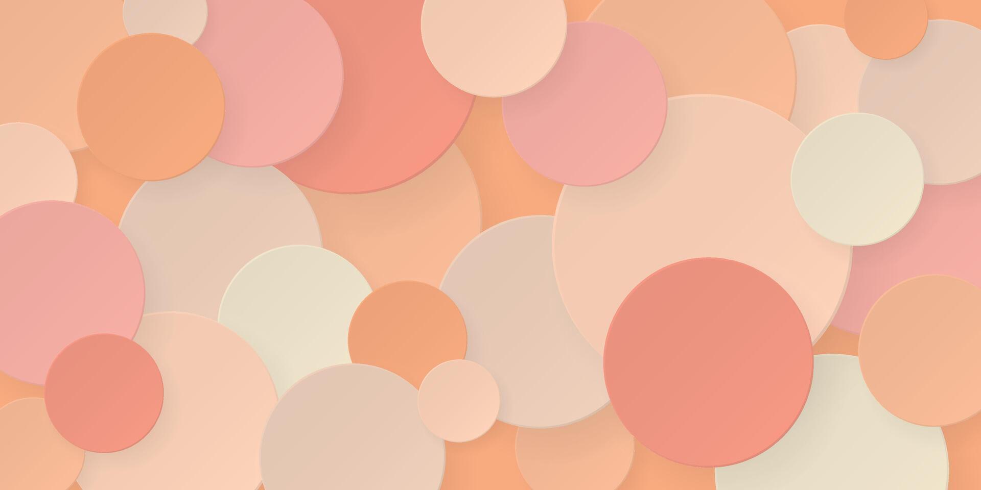peachy ludd och rosa bakgrund med 3d cirkel ark papper skära stil illustration. vektor