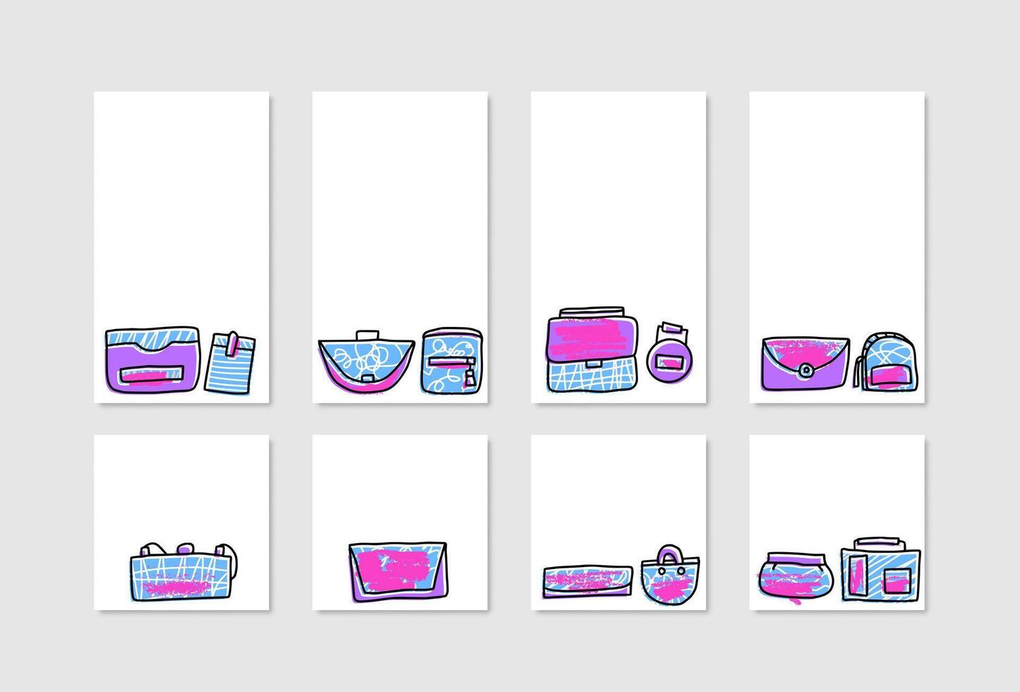 uppsättning av handväskor. design illustration. vektor