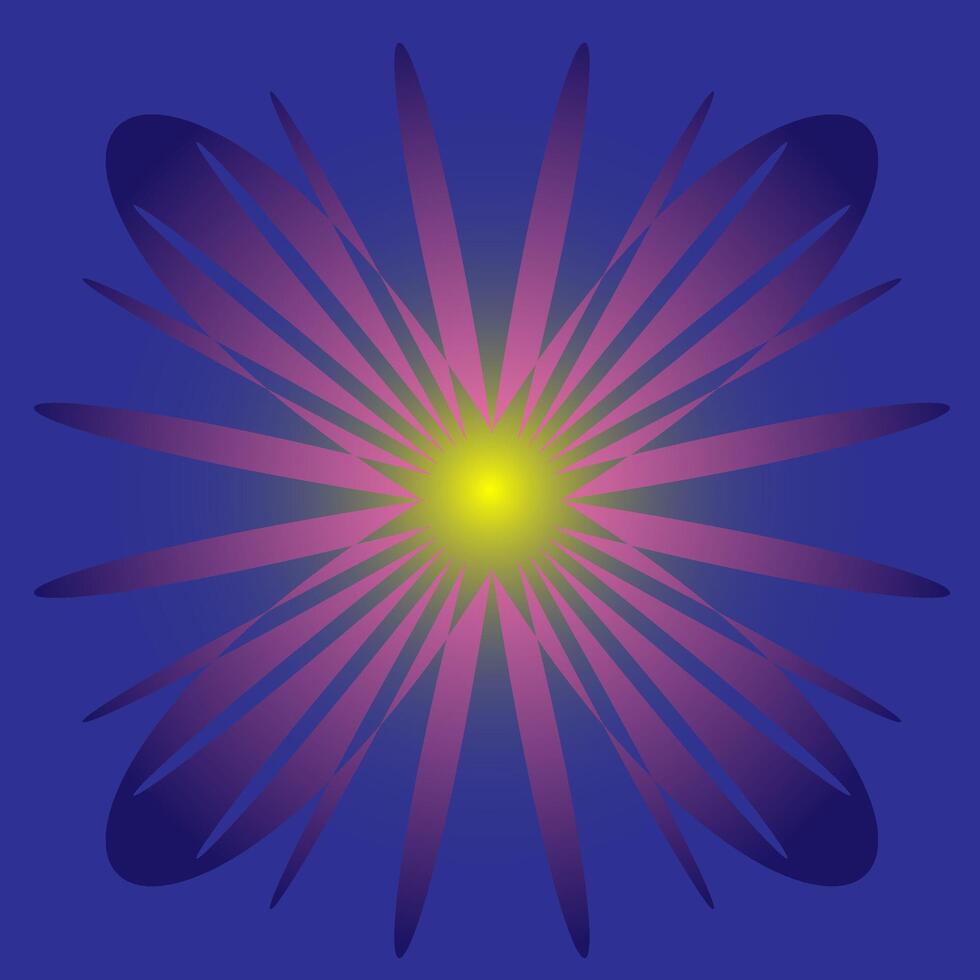 abstrakt runden Muster im das bilden von ein schön glühend Blume auf ein Blau Hintergrund vektor