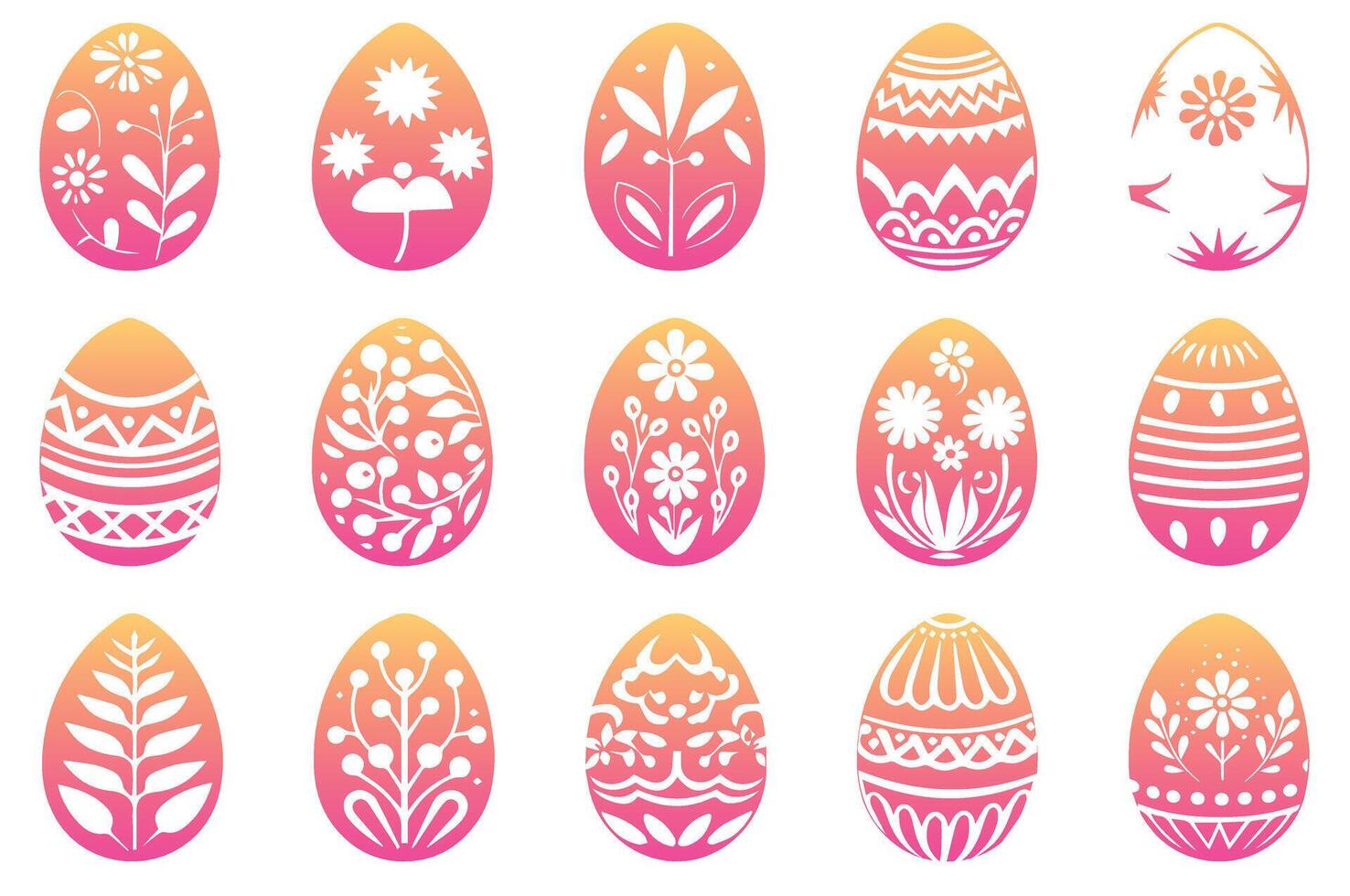 en uppsättning av påsk ägg och färgade ägg för påsk vektor