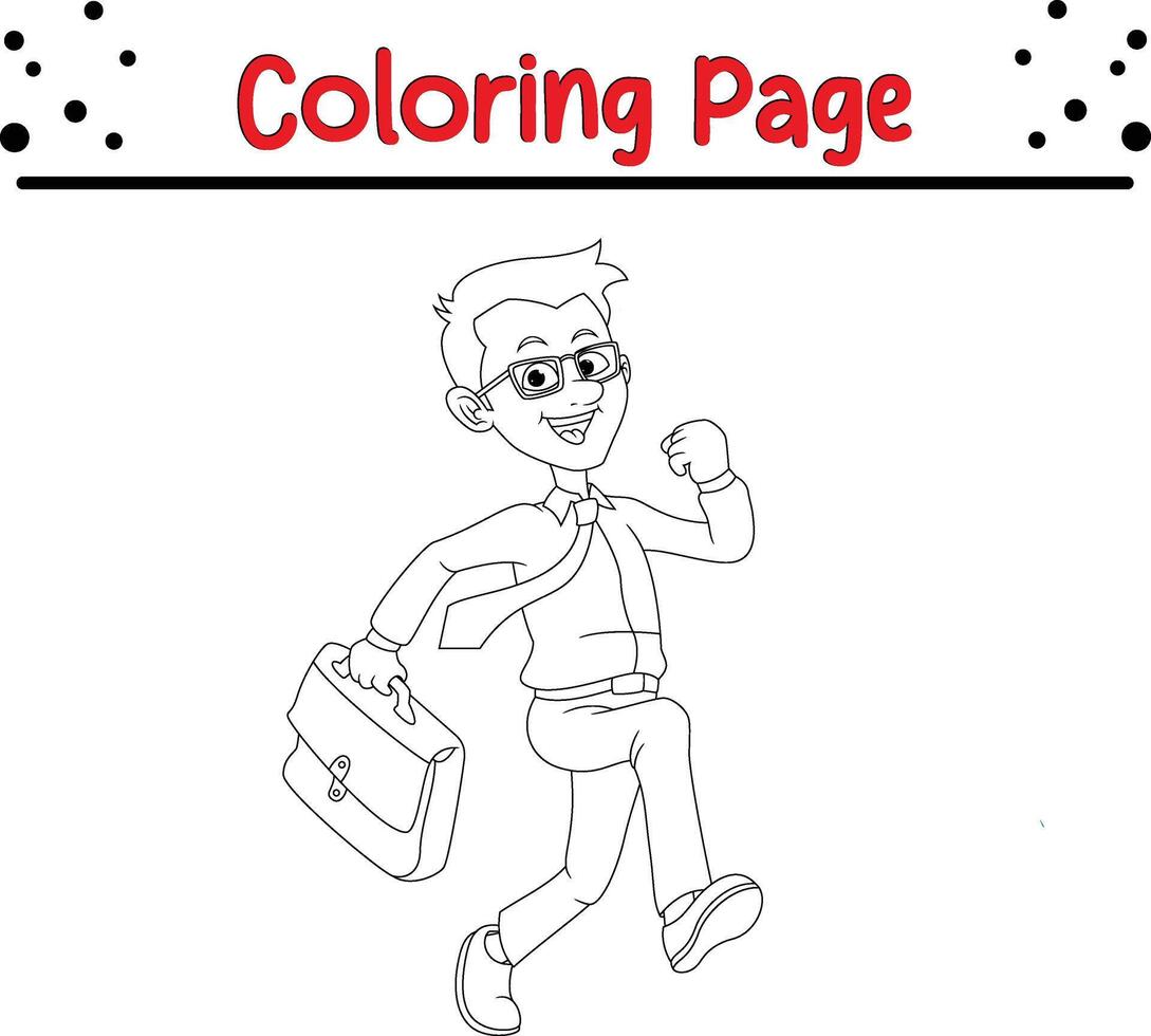 Geschäftsmann Laufen Färbung Buchseite. Färbung Buch zum Kinder vektor