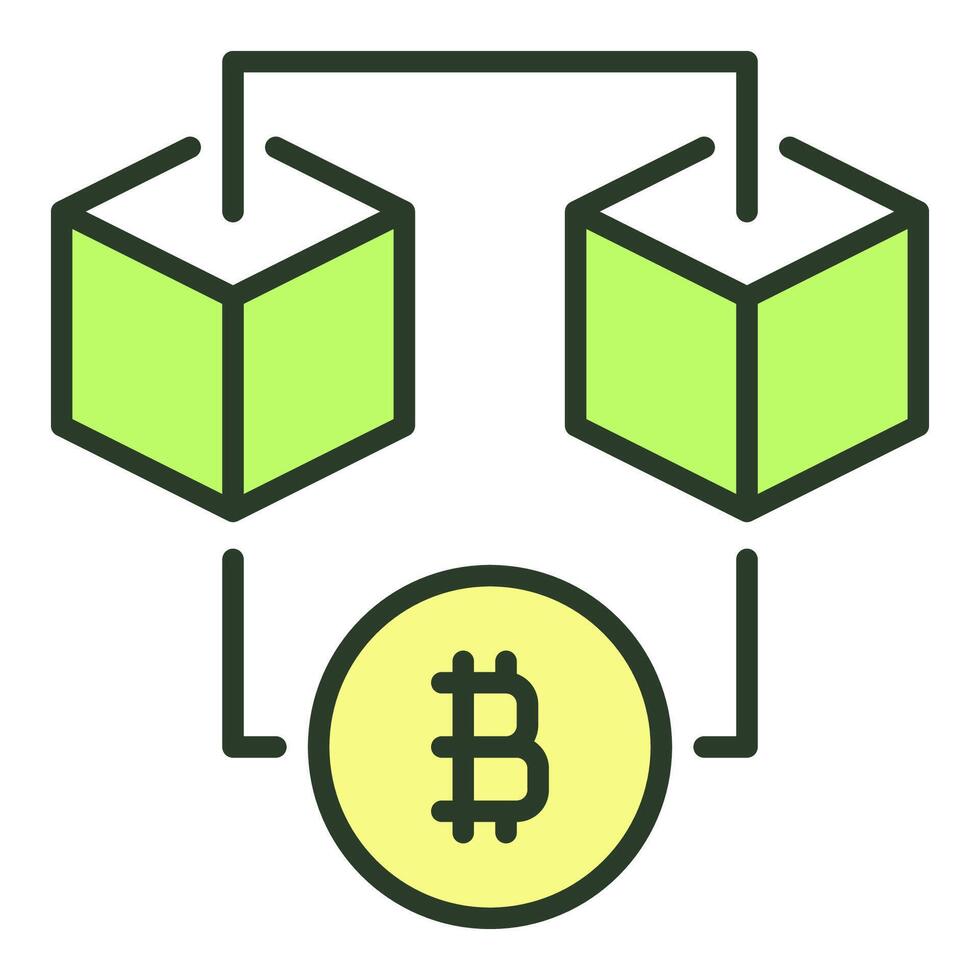 bitcoin blockchain teknologi crypto färgad ikon eller symbol vektor