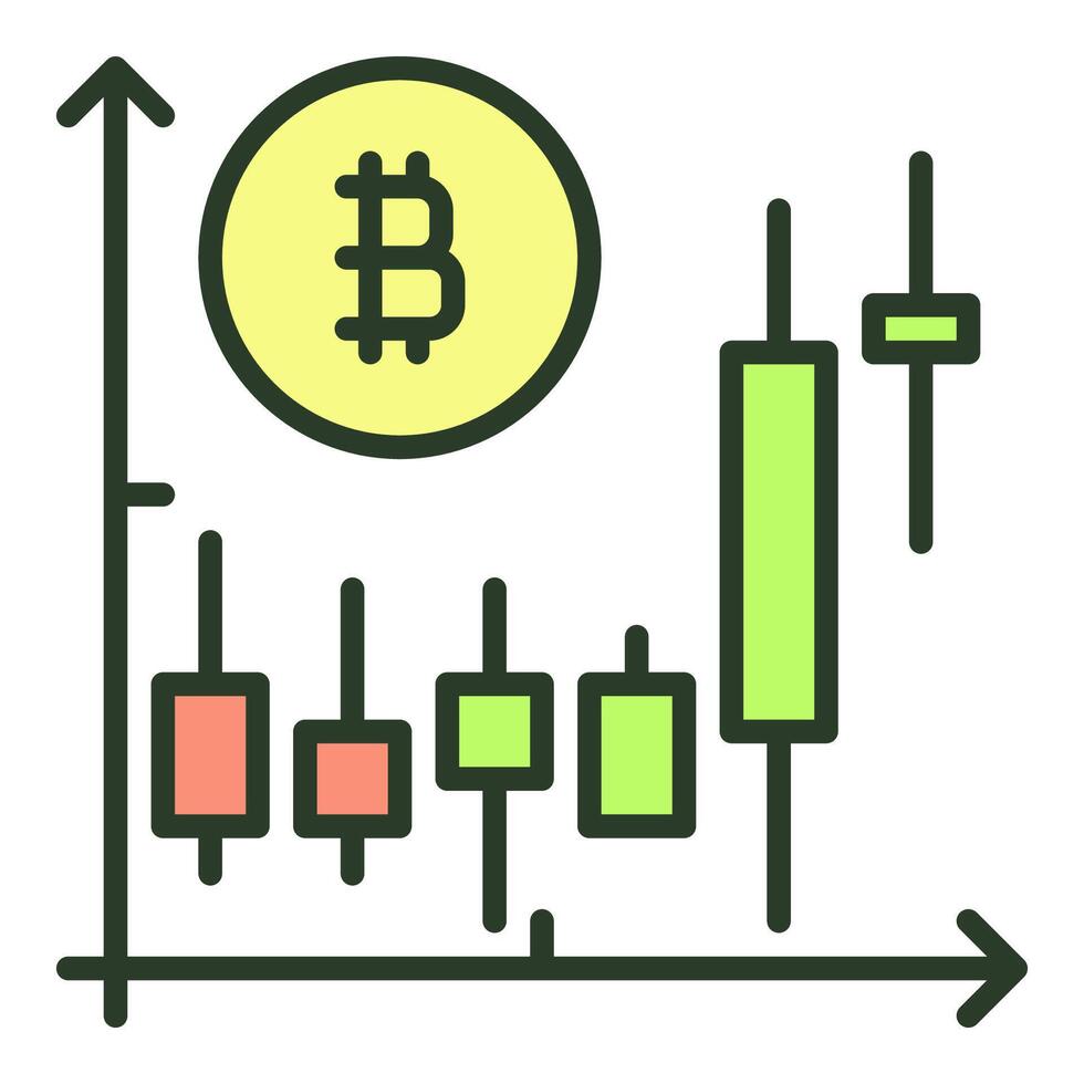 bitcoin handel kryptovaluta handel färgad ikon eller symbol vektor