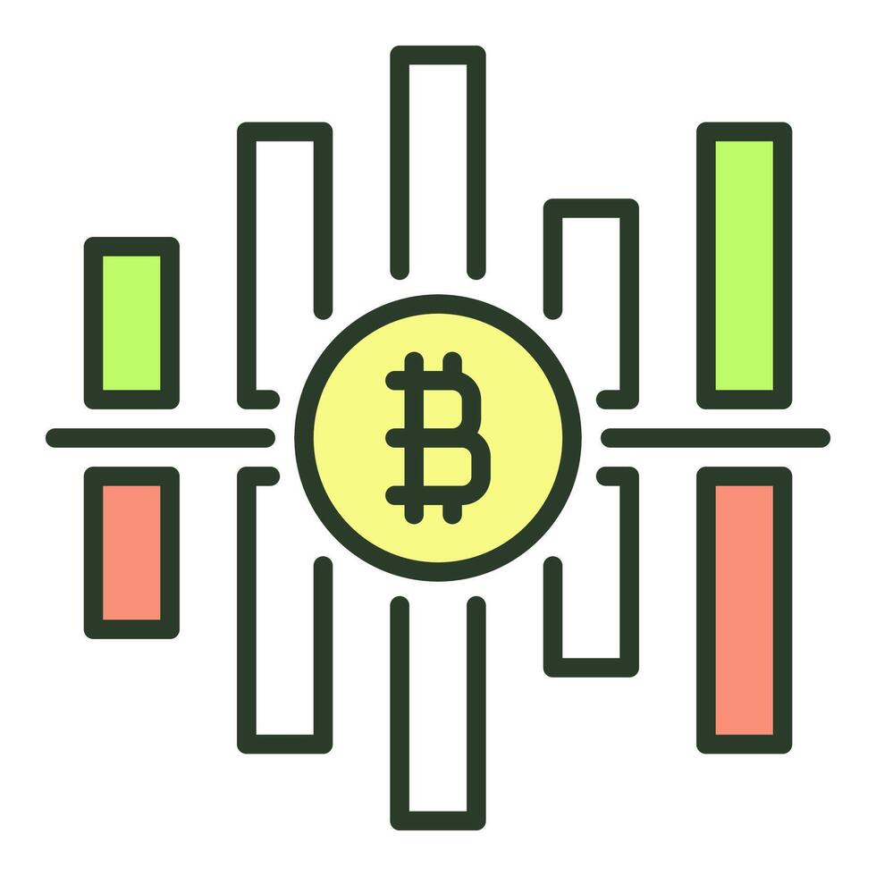 Kryptowährung Graph Bitcoin Krypto Handel farbig Symbol oder Design Element vektor