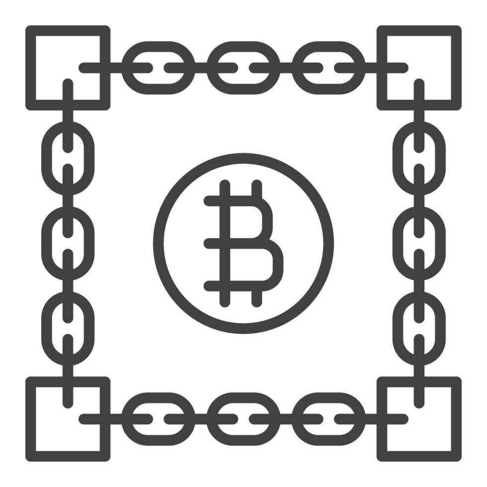 Bitcoin Blockchain Technologie Kryptowährung Gliederung Symbol oder Design Element vektor