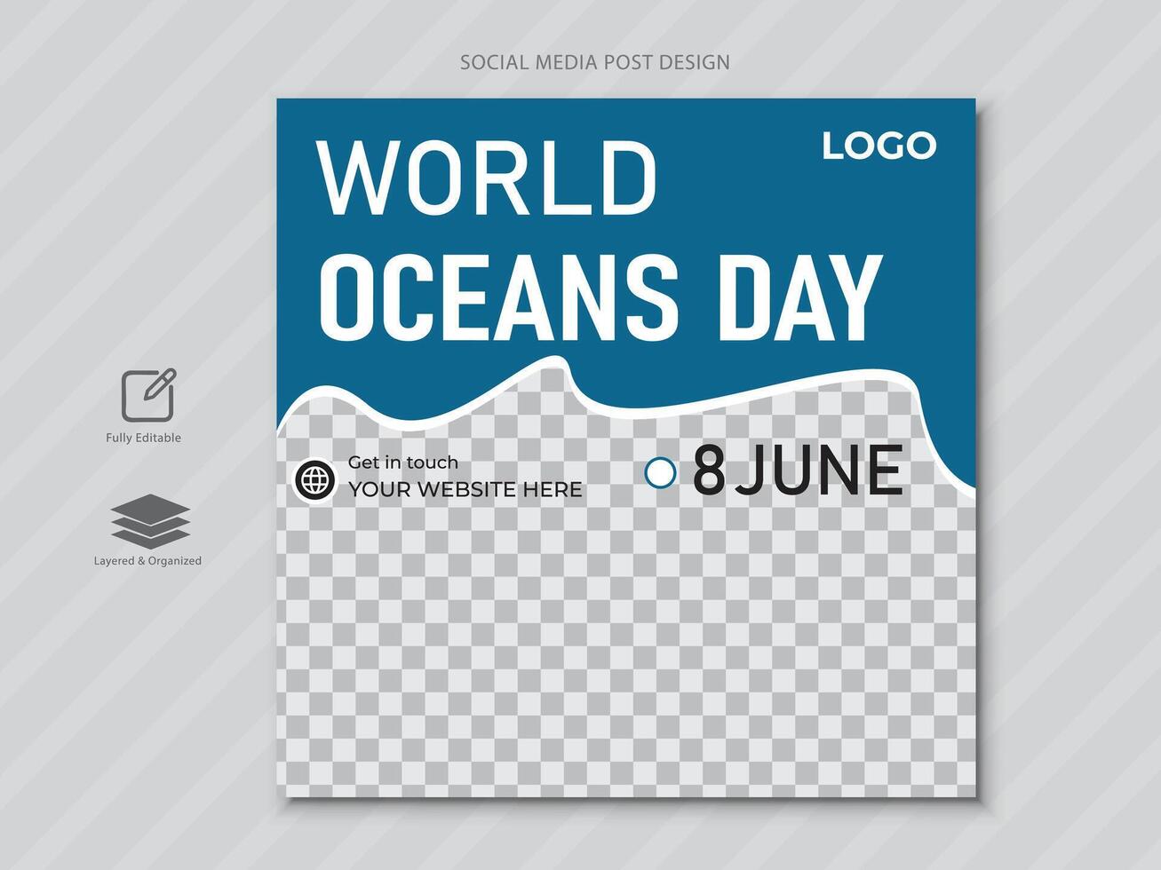 8 .. Juni - - Welt des Ozeans Tag Sozial Medien Post vektor