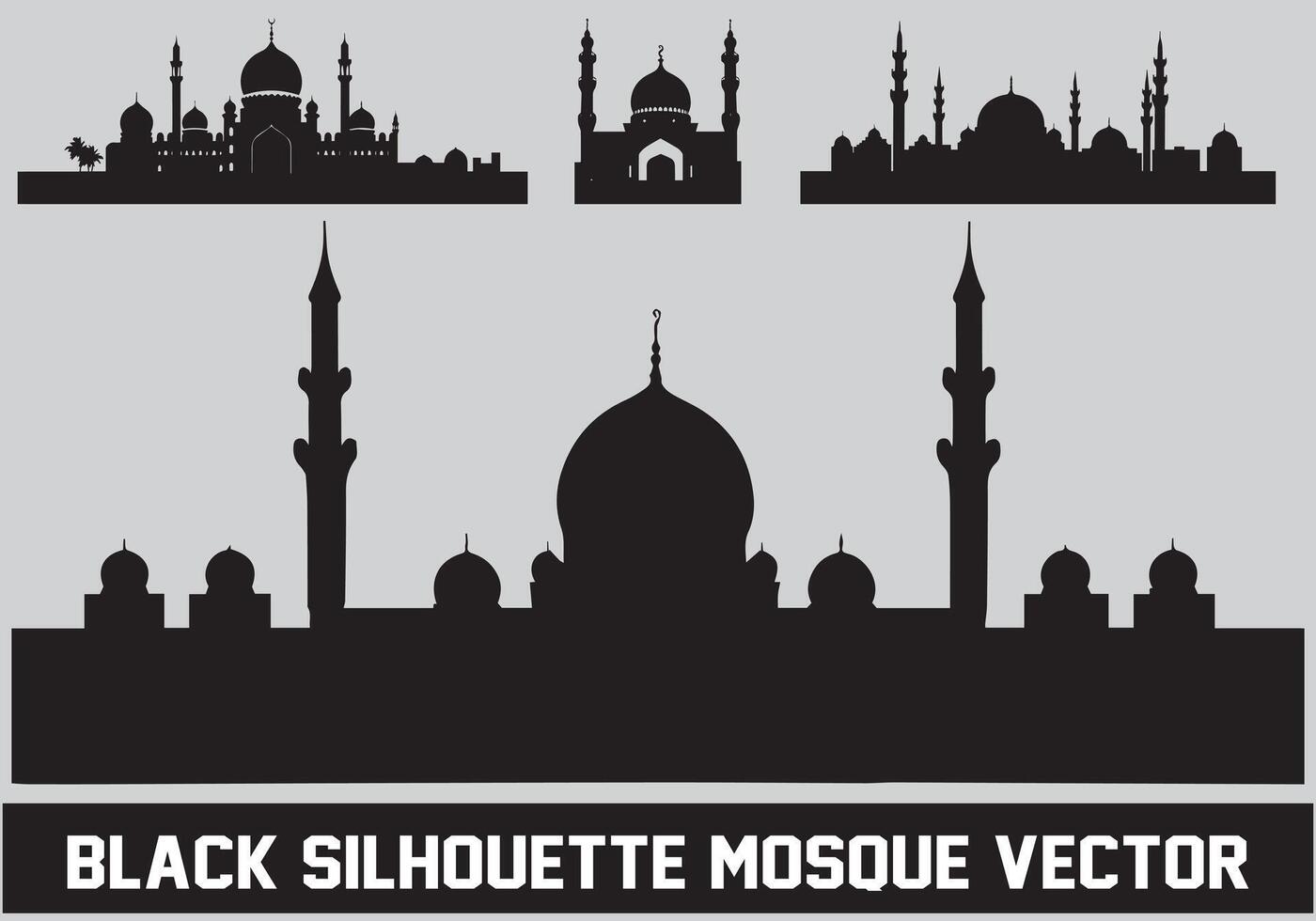 Moschee Silhouette bündeln Weiß Hintergrund vektor