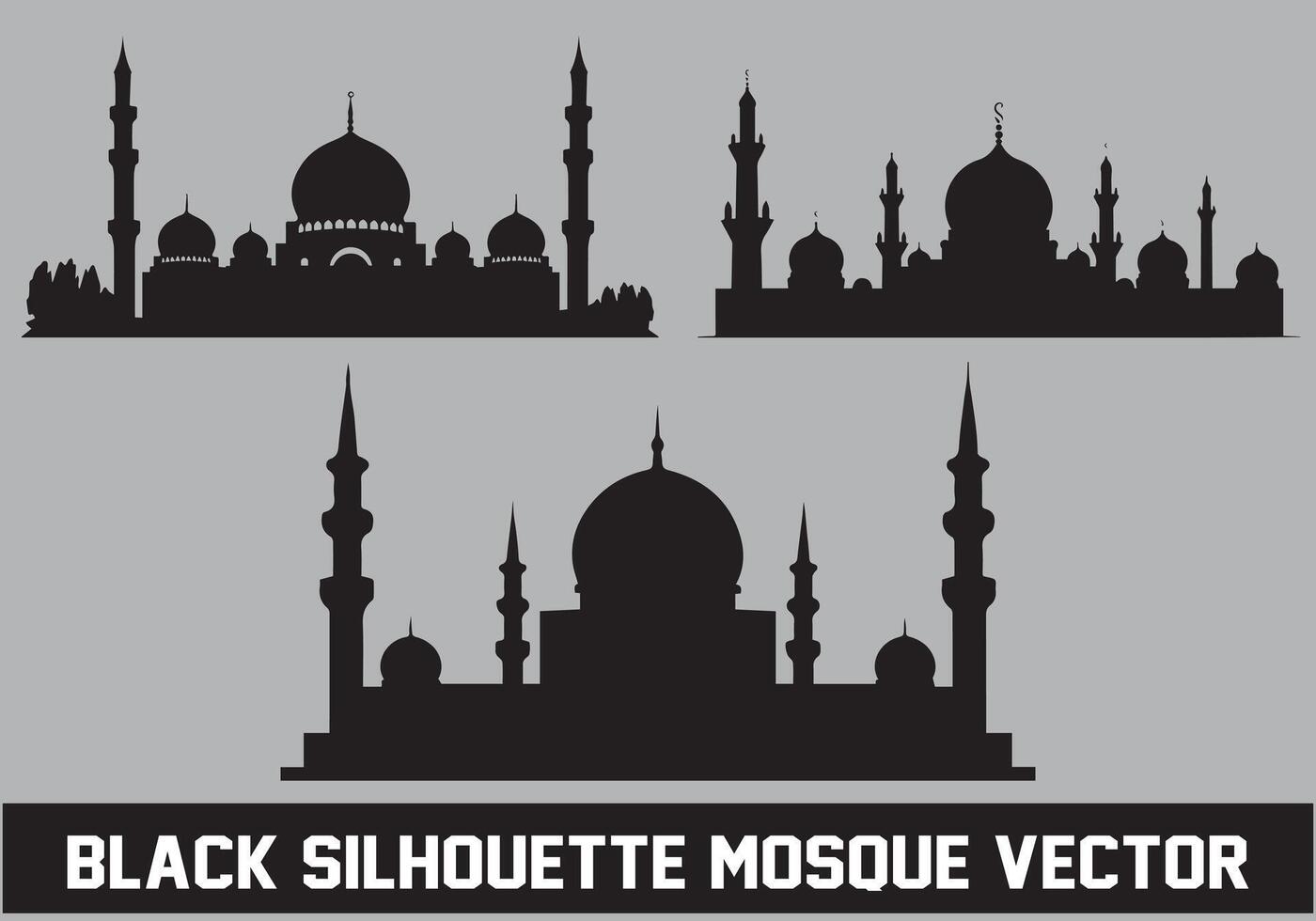 Moschee Silhouette bündeln Weiß Hintergrund vektor