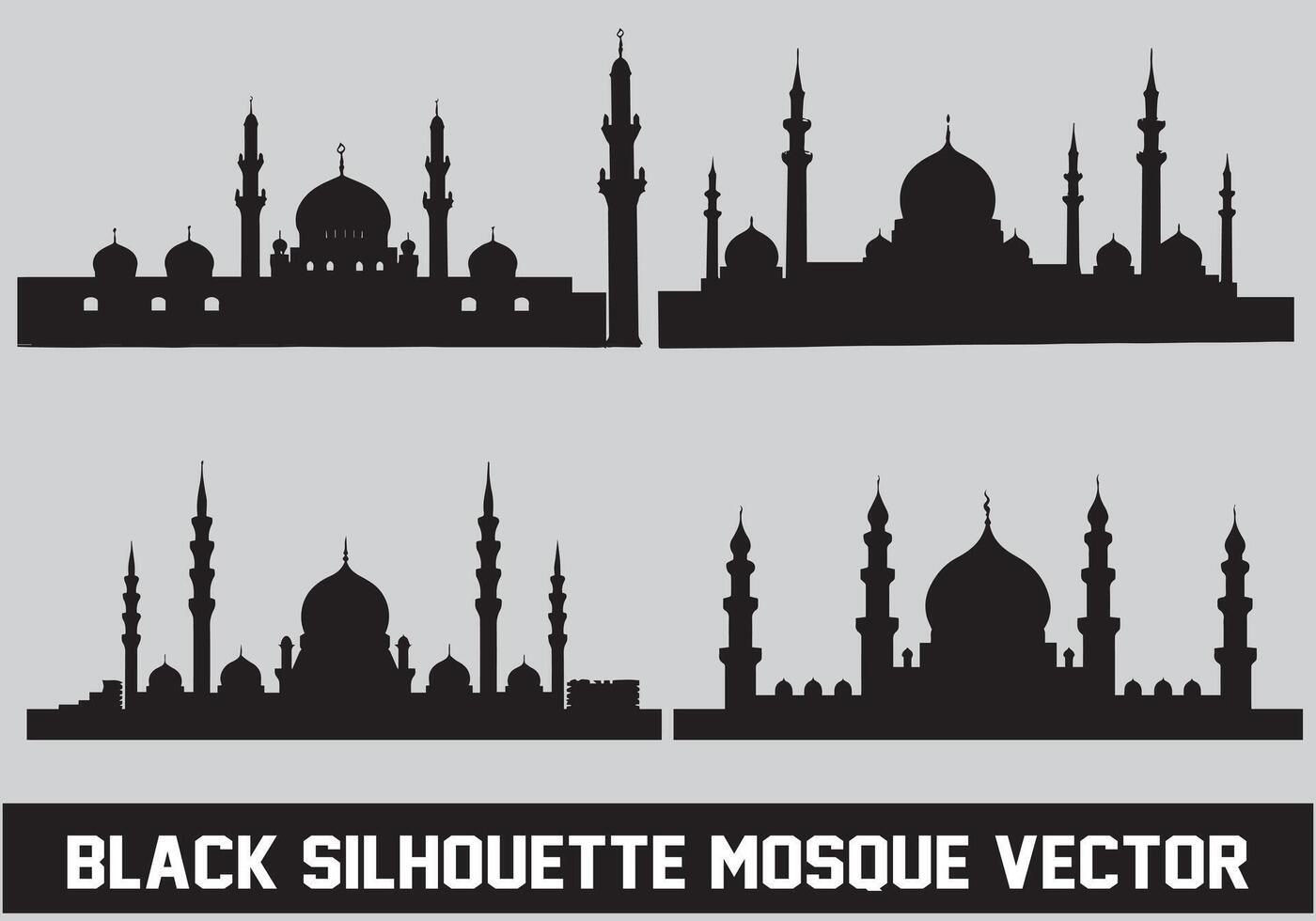 moské svart silhuett ikon illustration för islamic element vektor