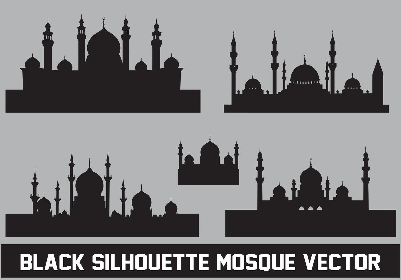 Moschee Silhouette bündeln Weiß Hintergrund vektor