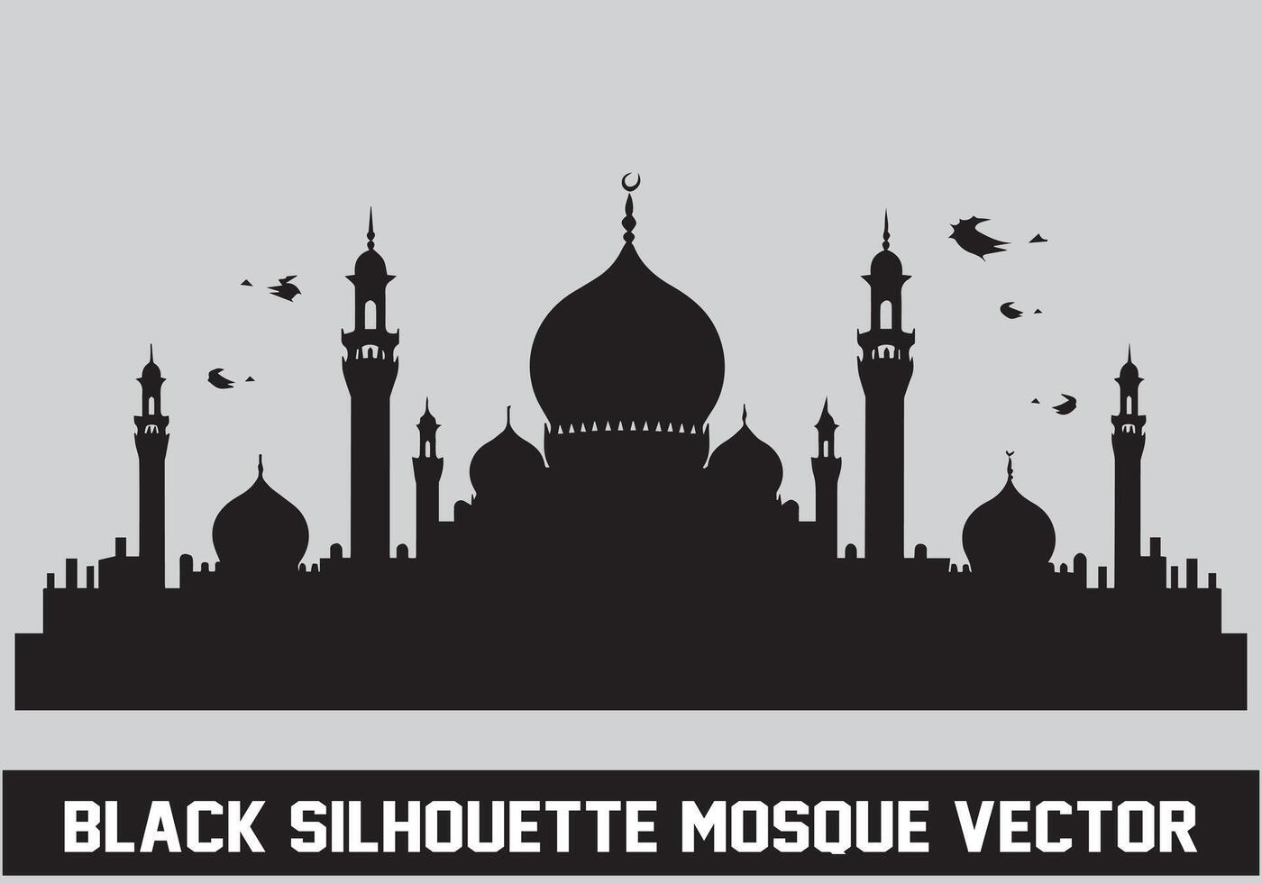 moské svart silhuett ikon illustration för islamic element vektor