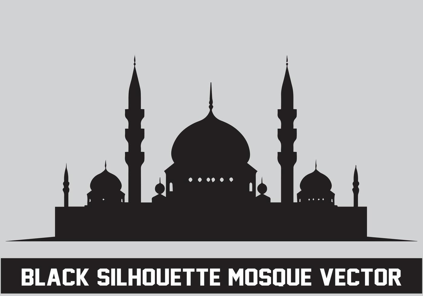 moské svart silhuett ikon illustration för islamic element vektor