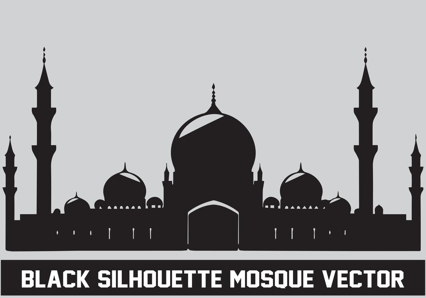 moské svart silhuett ikon illustration för islamic element vektor