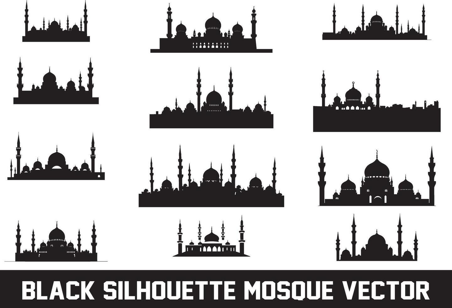 Moschee Silhouette bündeln Weiß Hintergrund vektor