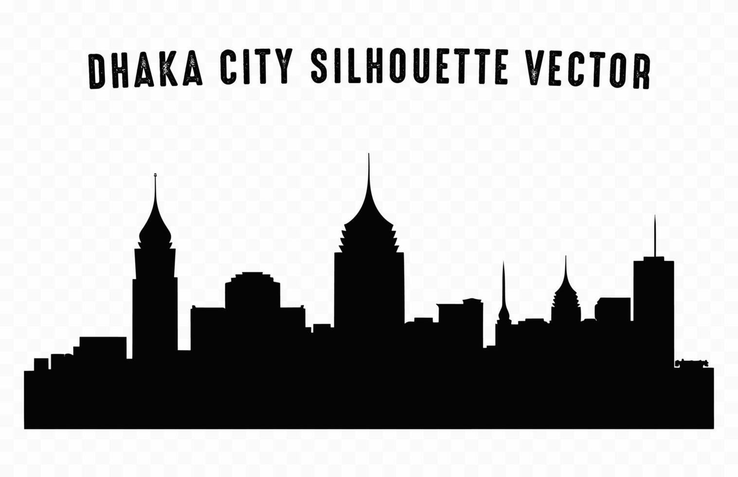 dhaka stad svart silhuett isolerat på en vit bakgrund vektor